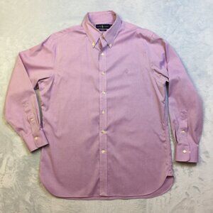 Ralph Lauren Button Down Shirt Mens Size 16 32/33 Purple Non-Iron Long Sleeve